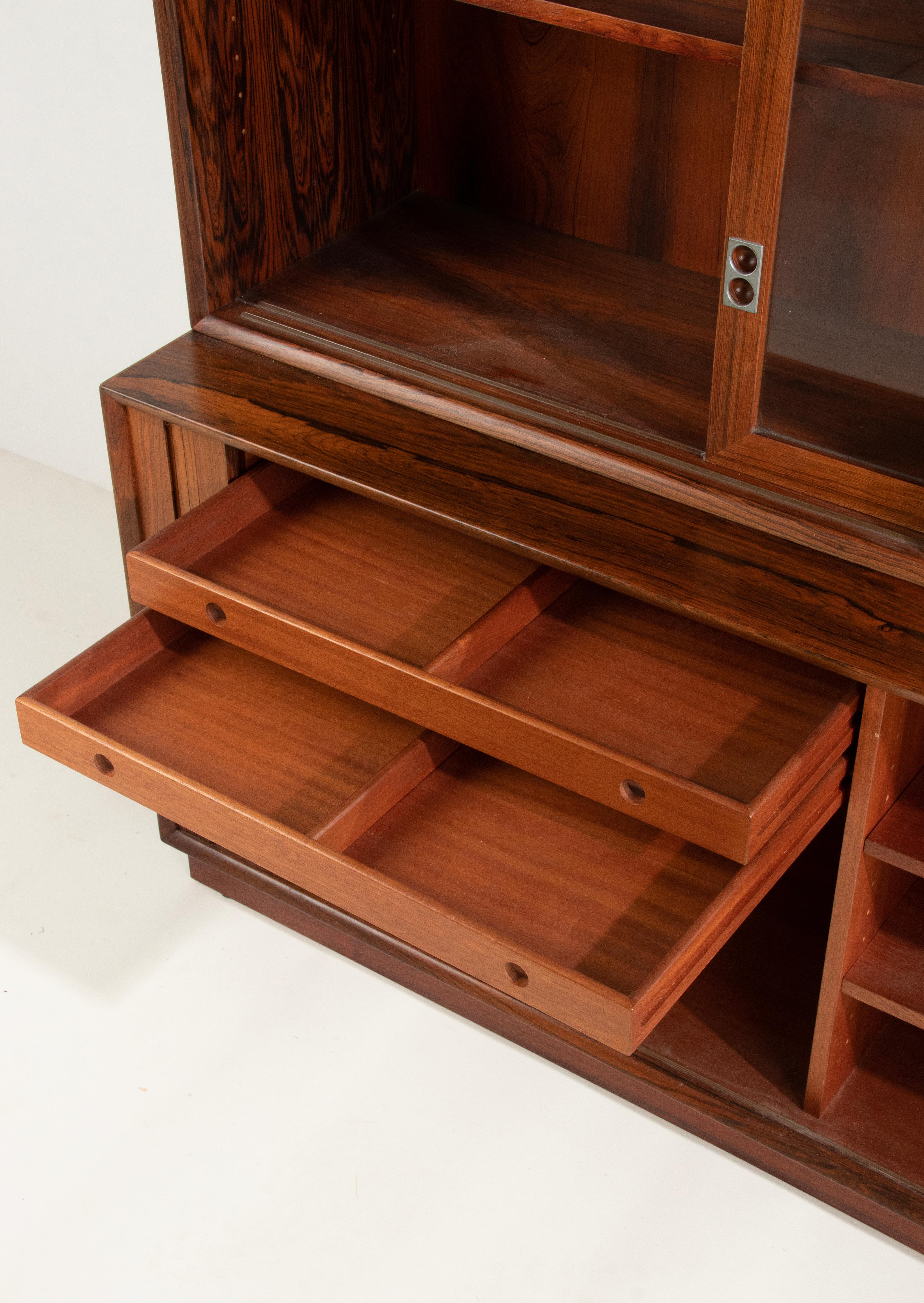 Mid-Century Modern Wooden Tambour Bookcase/Credenza by Arne Vodder, Sibast For Sale 1