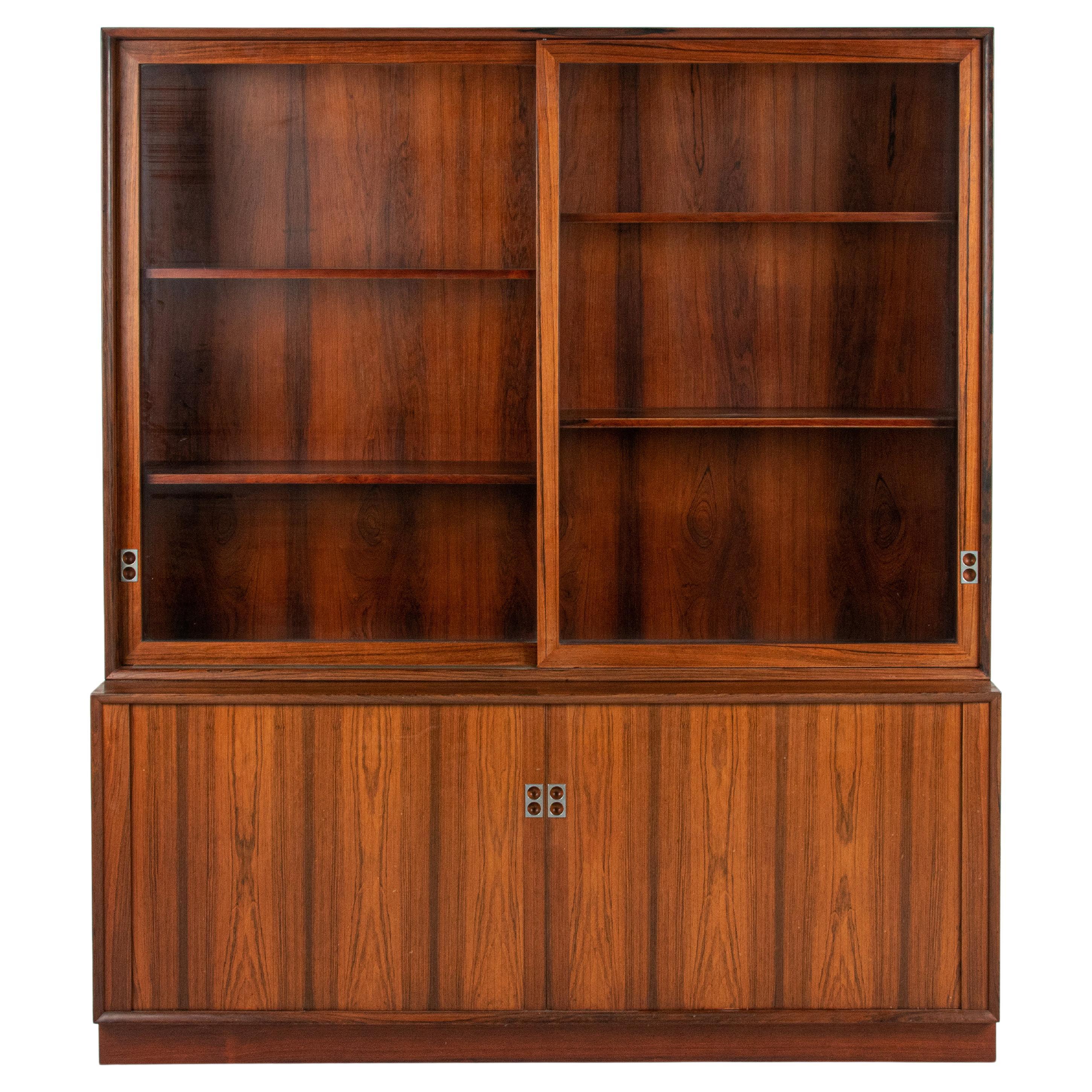 Mid-Century Modern Wooden Tambour Bookcase/Credenza by Arne Vodder, Sibast For Sale