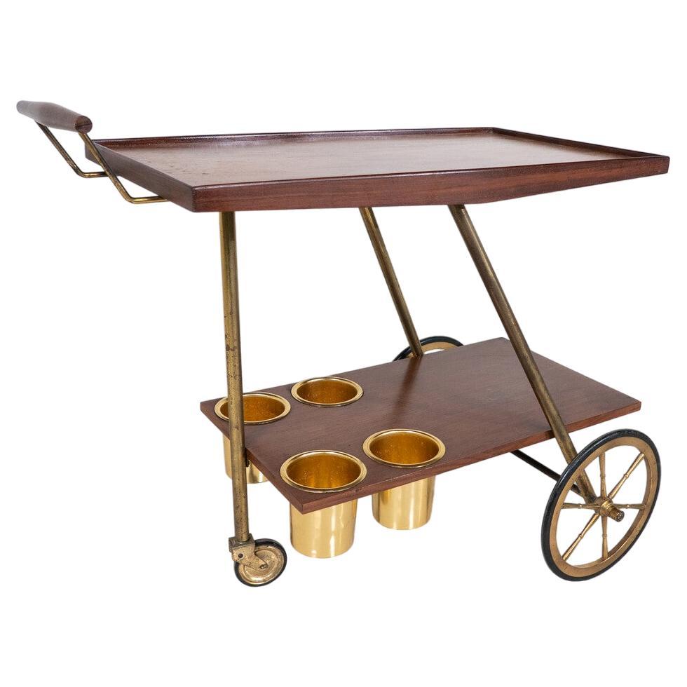 Mid-Century Modern Wooden Trolley, Italy, 1960s For Sale