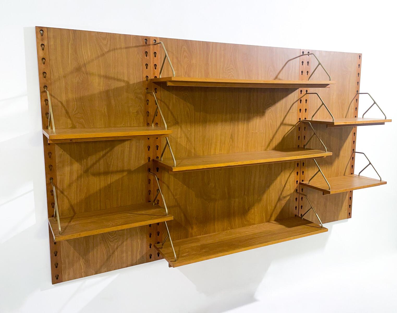 Mid-20th Century Mid-Century Modern Wooden Wall Unit, Italy, 1960s For Sale