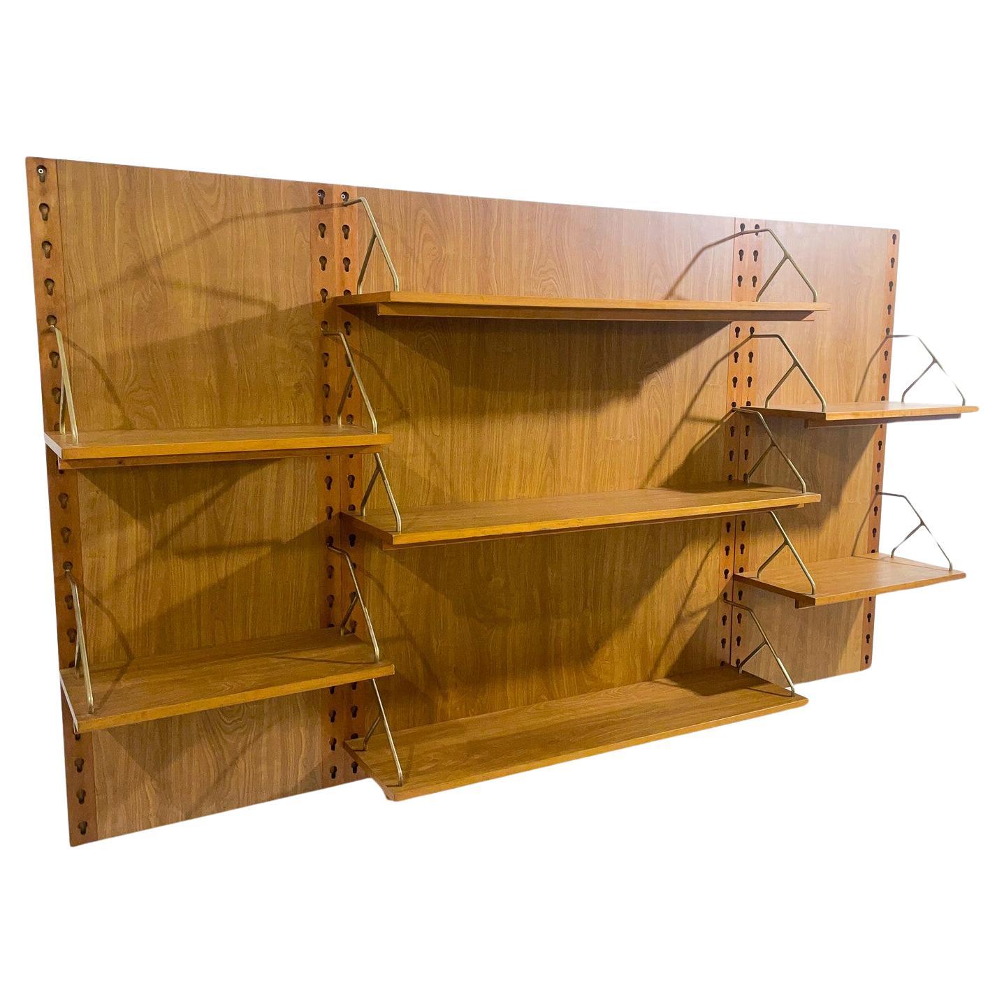Mid-Century Modern Wooden Wall Unit, Italy, 1960s For Sale