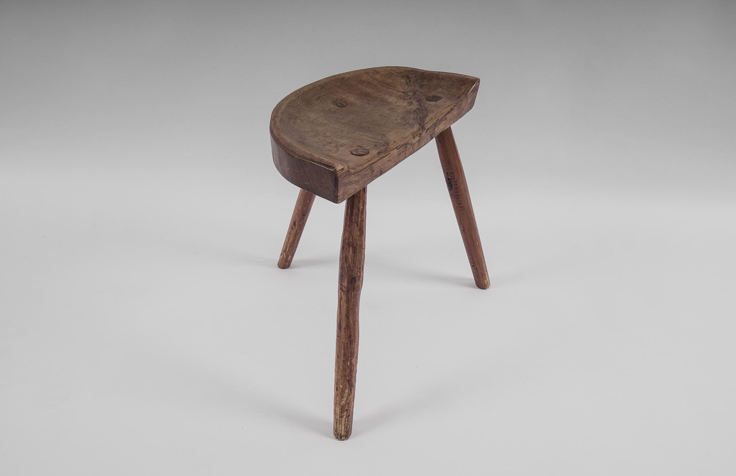 Hand-Crafted Mid-Century Modern Wooden Working Stool, 1960s France