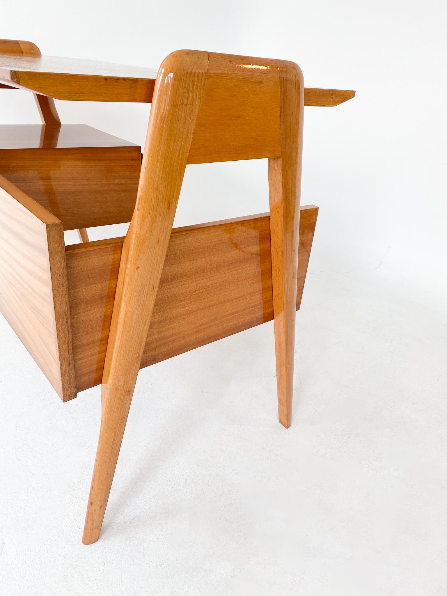 Ash  Mid-Century Modern Wooden Writing Desk by Vittorio Dassi, Italy 1950s