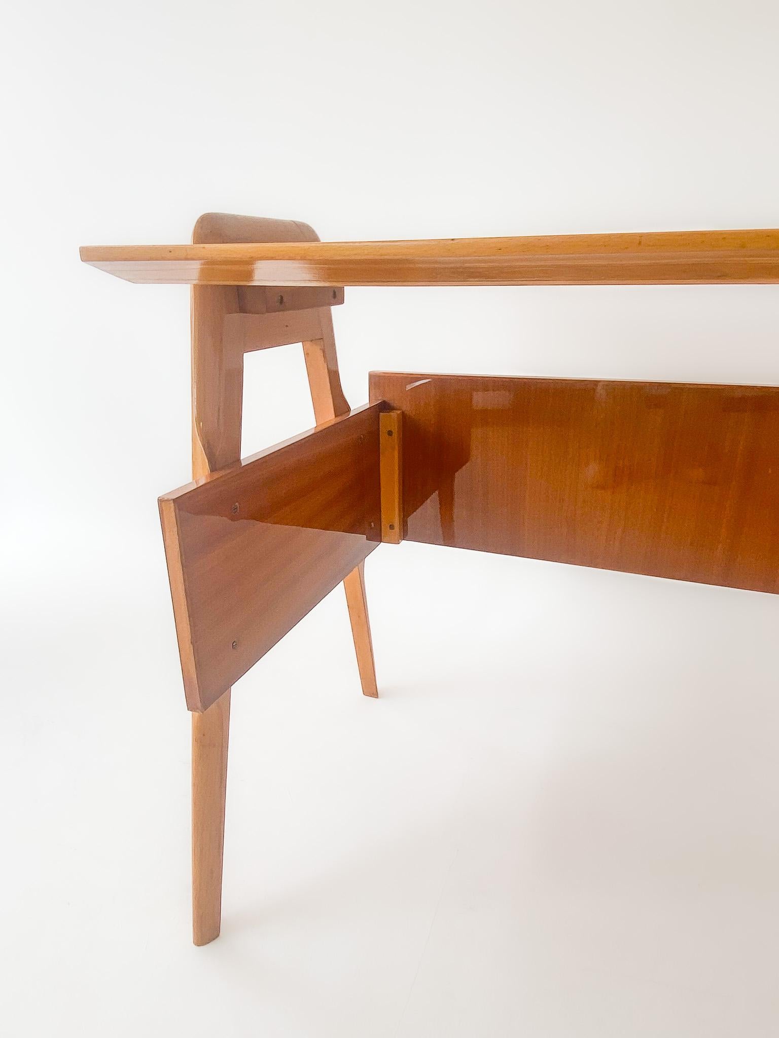  Mid-Century Modern Wooden Writing Desk by Vittorio Dassi, Italy 1950s 1