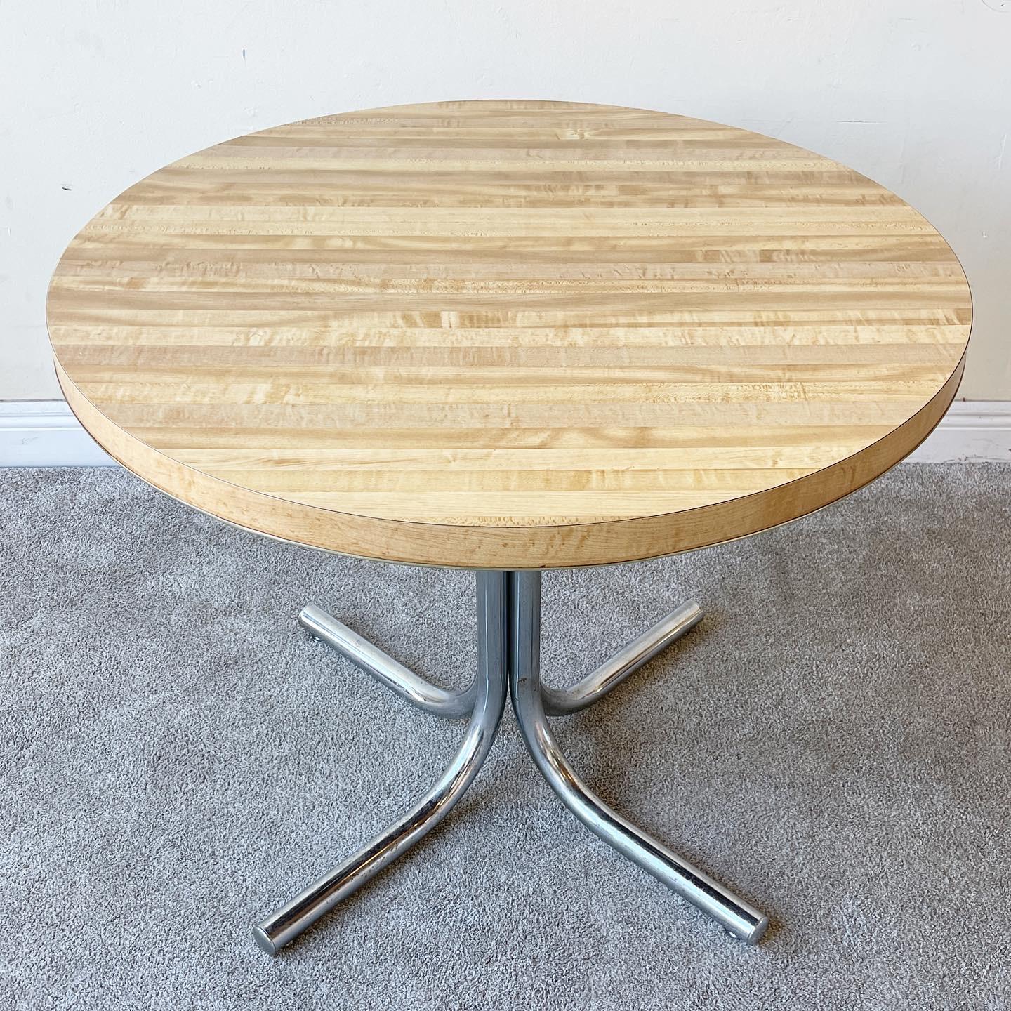 Post-Modern Mid Century Modern Woodgrain Laminate Dining Table