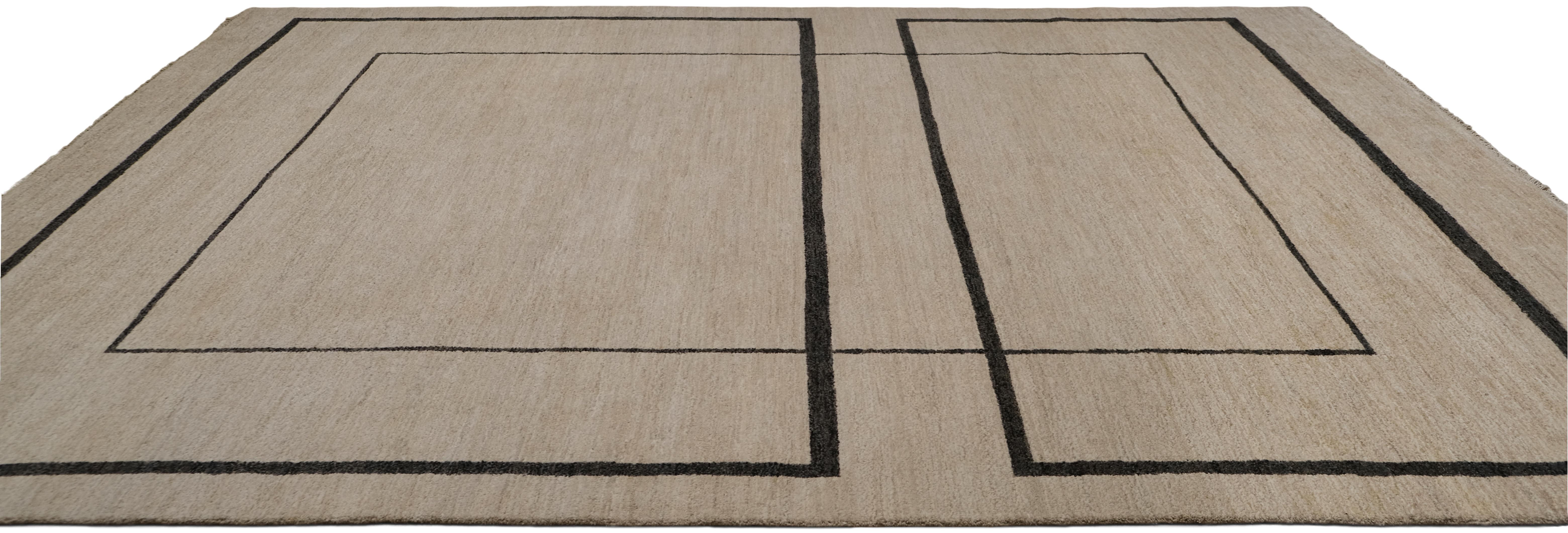 Scandinavian Modern Mid Century Modern Wool Rug 9'2''x12'4'' For Sale