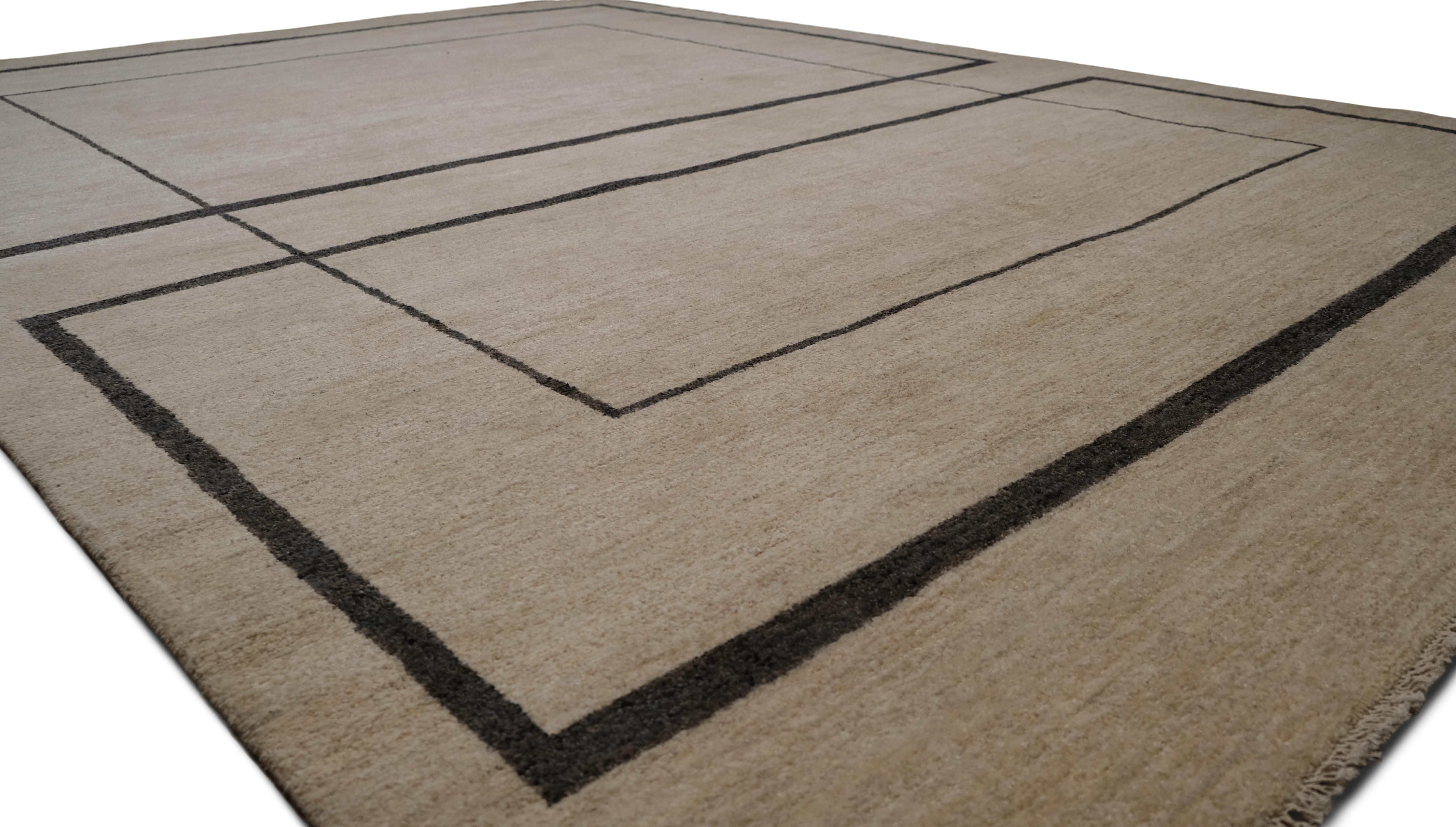 Pakistani Mid Century Modern Wool Rug 9'2''x12'4'' For Sale