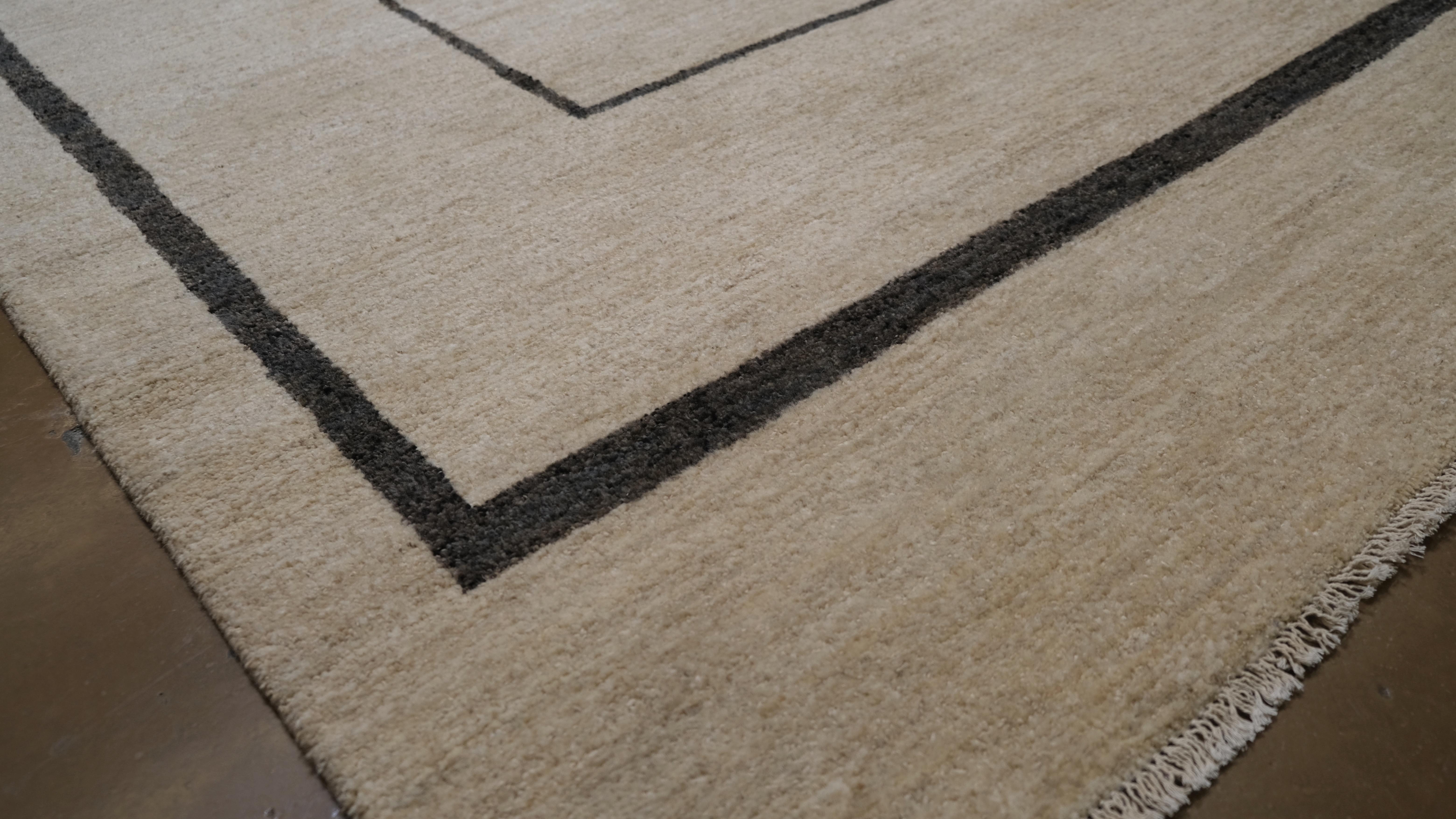 Hand-Knotted Mid Century Modern Wool Rug 9'2''x12'4'' For Sale
