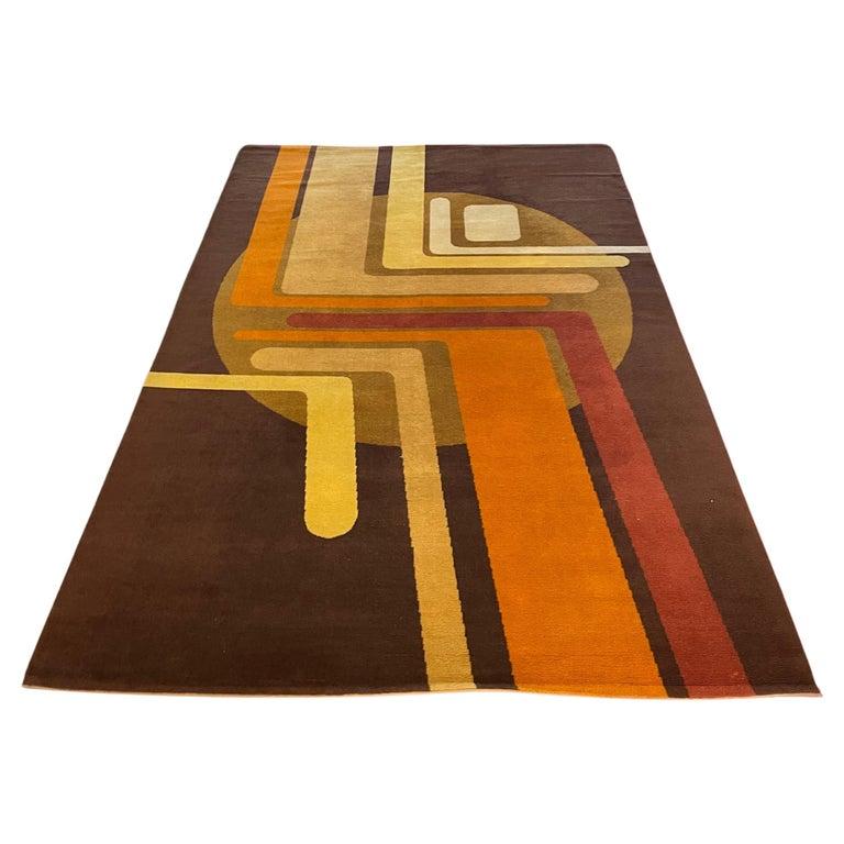 Italian Mid-Century Modern Wool Rug with Geometric Pattern, Italy, 1970s For Sale