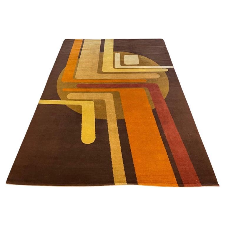 Mid-Century Modern Wool Rug with Geometric Pattern, Italy, 1970s For Sale