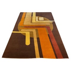 Retro Mid-Century Modern Wool Rug with Geometric Pattern, Italy, 1970s