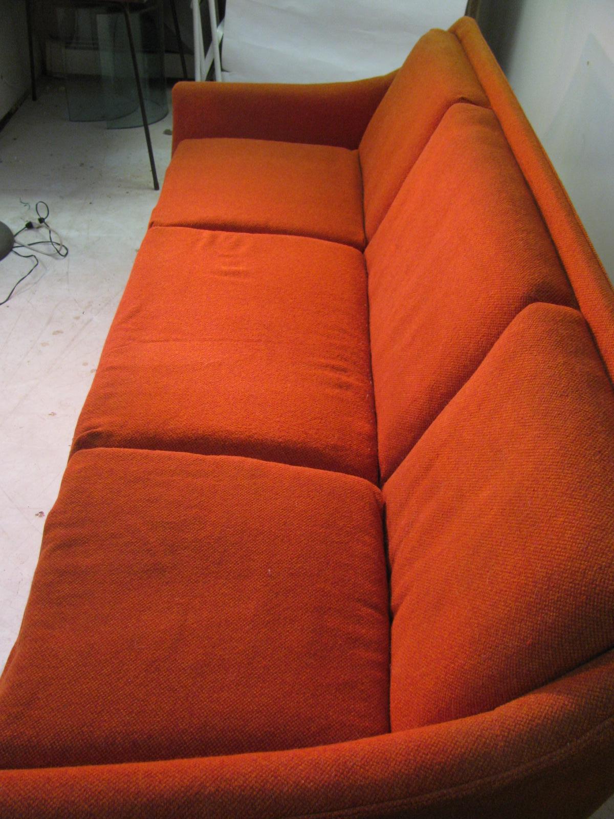 Mid-Century Modern Wool Tweed Three-Seat Sofa by Bassett 2
