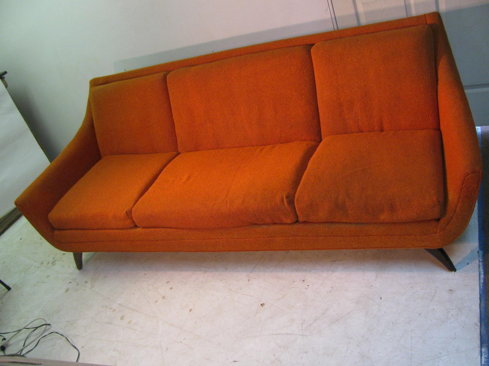 Mid-20th Century Mid-Century Modern Wool Tweed Three-Seat Sofa by Bassett