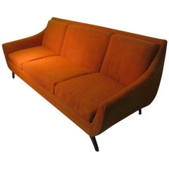 Mid-Century Modern Wool Tweed Three-Seat Sofa by Bassett