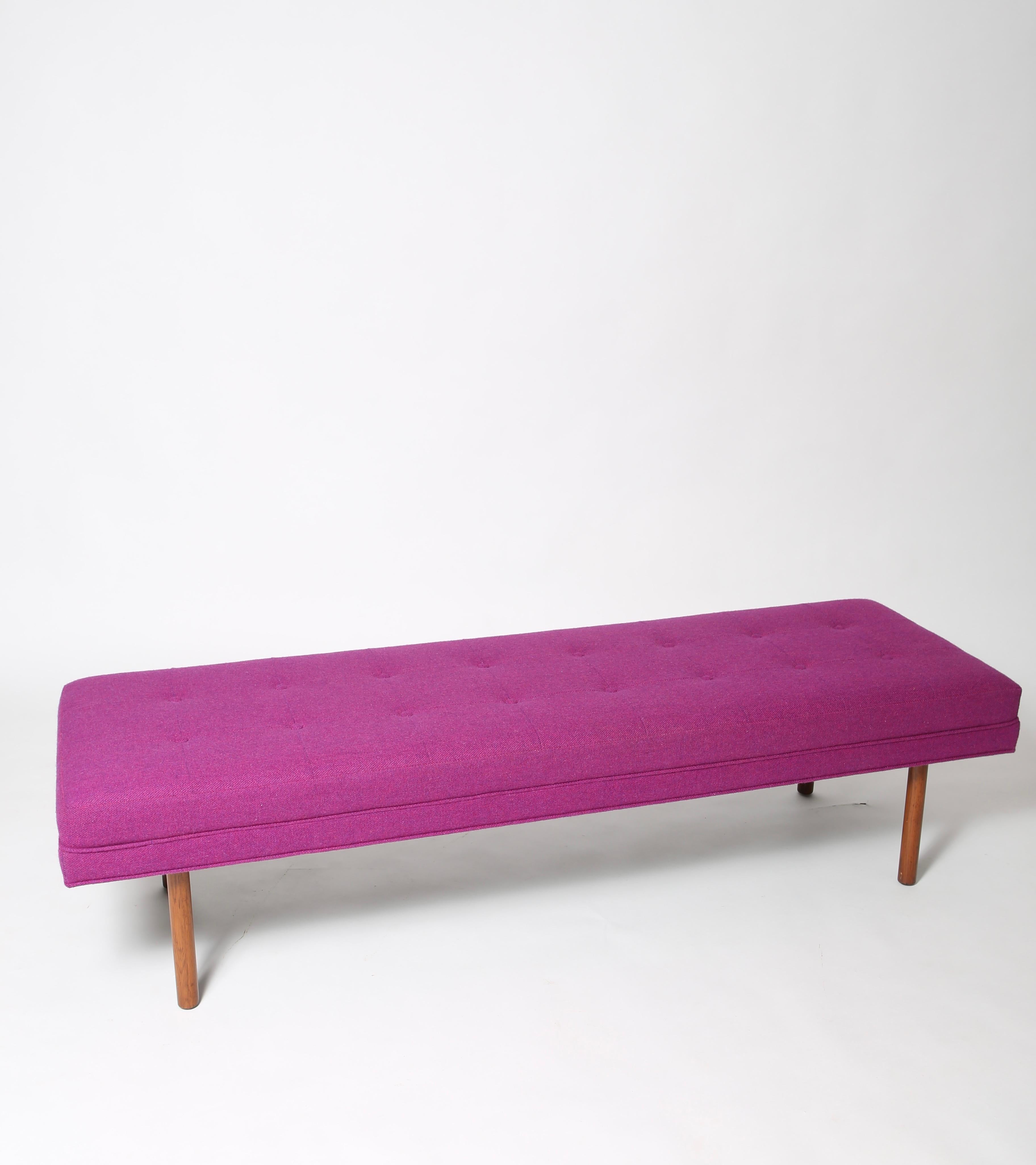 Woven Mid-Century Modern Wool Upholstered Bench