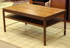 Mid-Century Modern Wormley Dunbar Walnut and Brass Coffee, Occasional Table