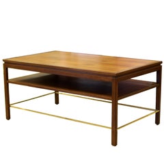 Mid-Century Modern Wormley Dunbar Walnut and Brass Coffee, Occasional Table