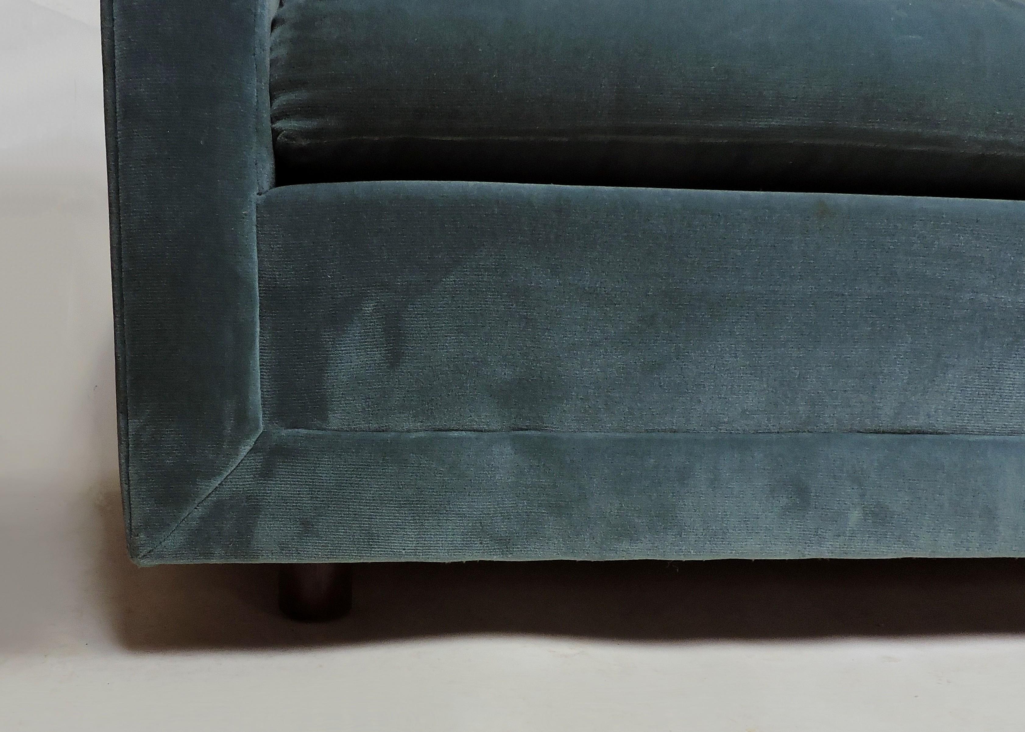 Upholstery Mid-Century Modern Wormley Probber Style Three-Seat Tuxedo Sofa