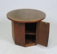 Mid-Century Modern Wormley Style Walnut Hexagonal End Table Cabinet