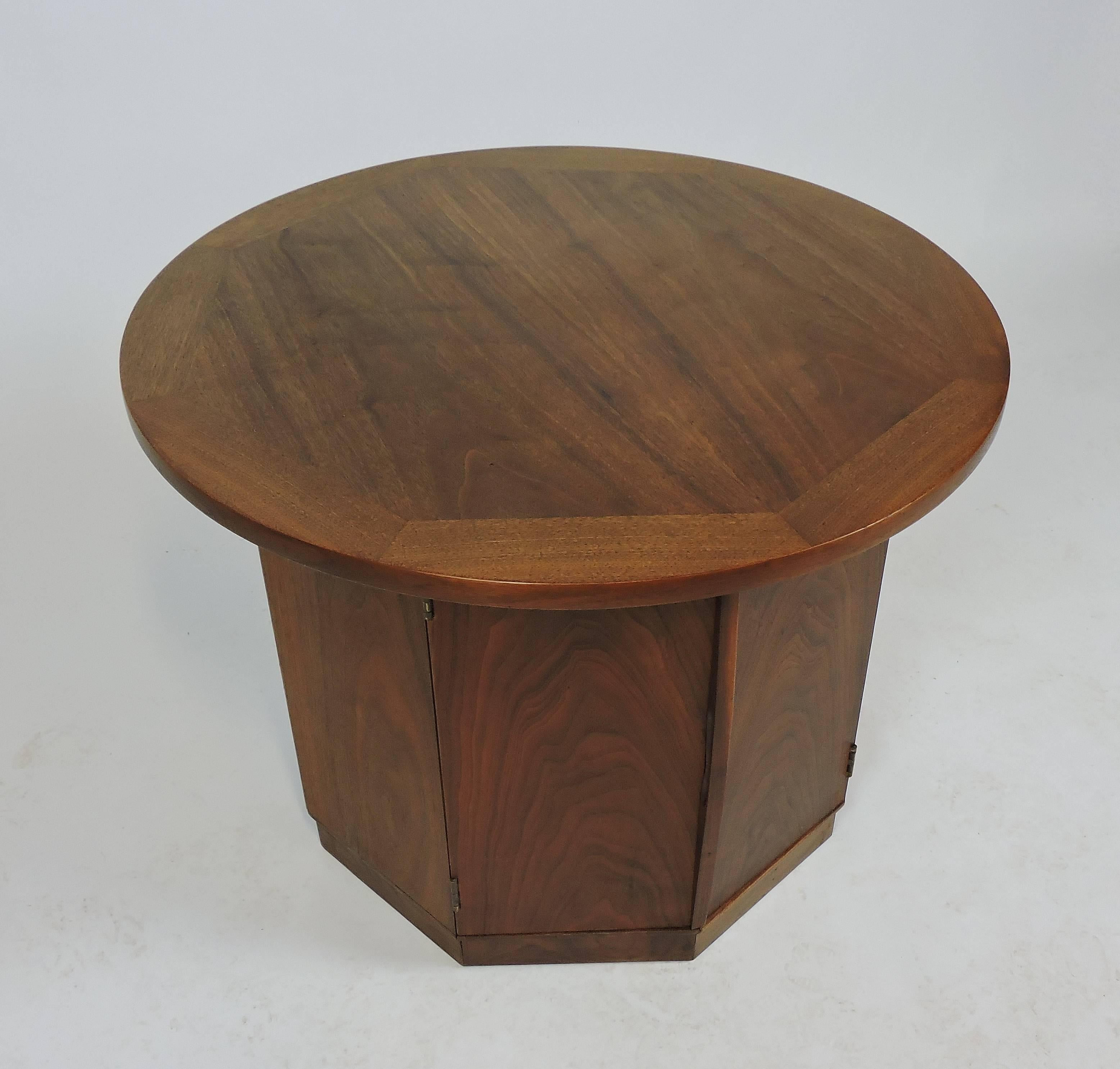 Mid-20th Century Mid-Century Modern Wormley Style Walnut Hexagonal End Table Cabinet