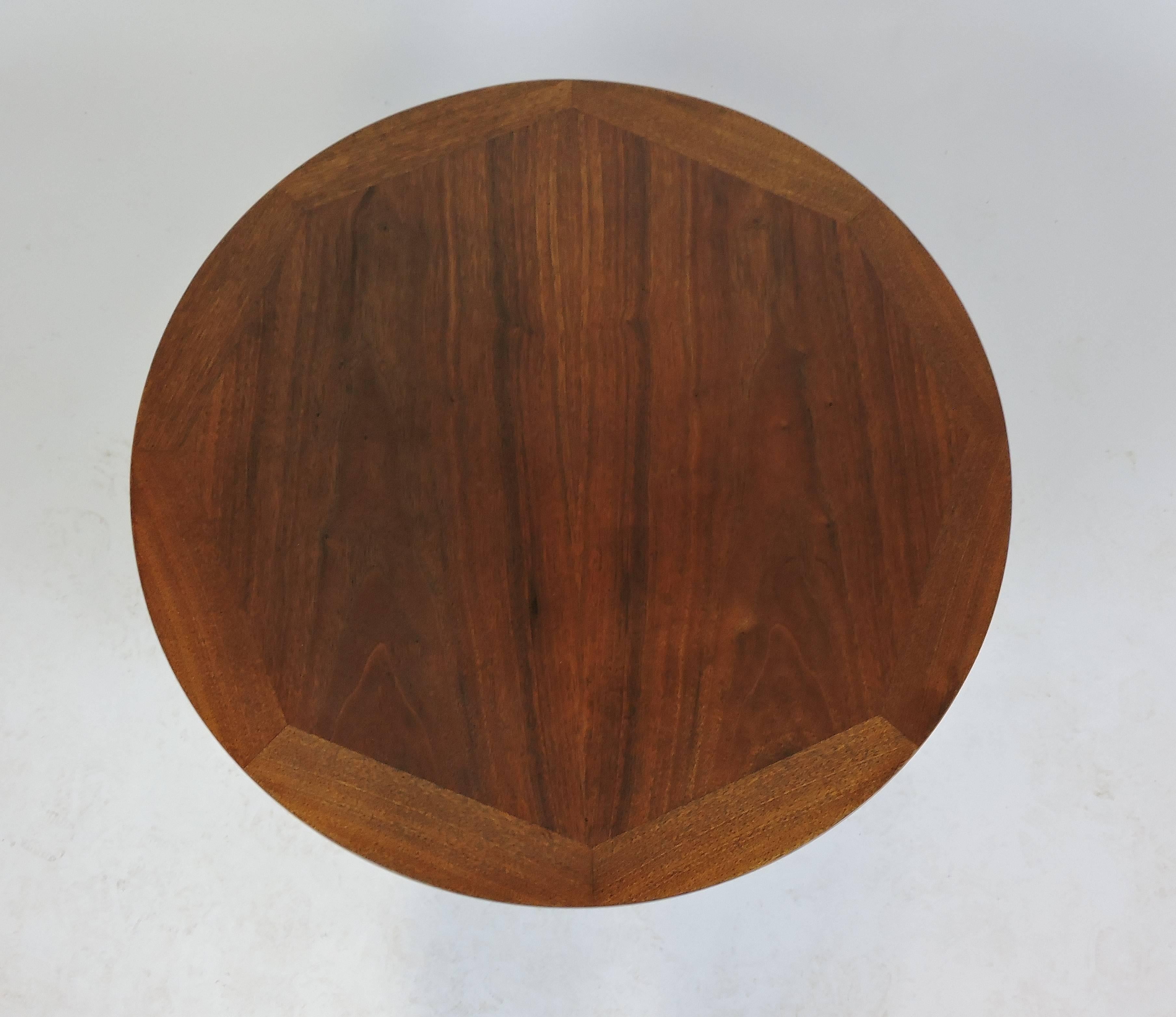 Mid-Century Modern Wormley Style Walnut Hexagonal End Table Cabinet 2