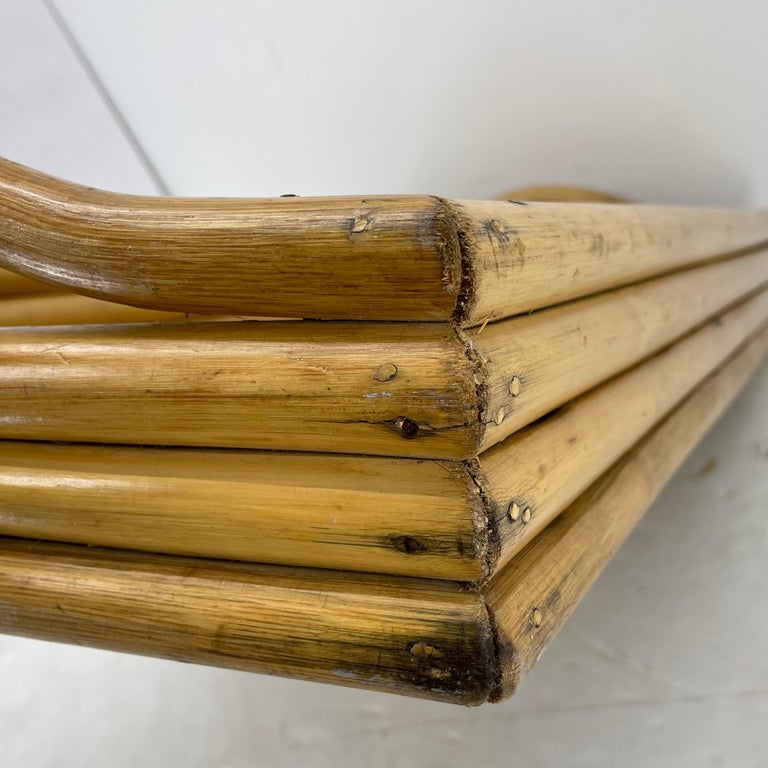 MidCentury Modern Woven Bamboo and Rattan Serving Tray at 1stDibs