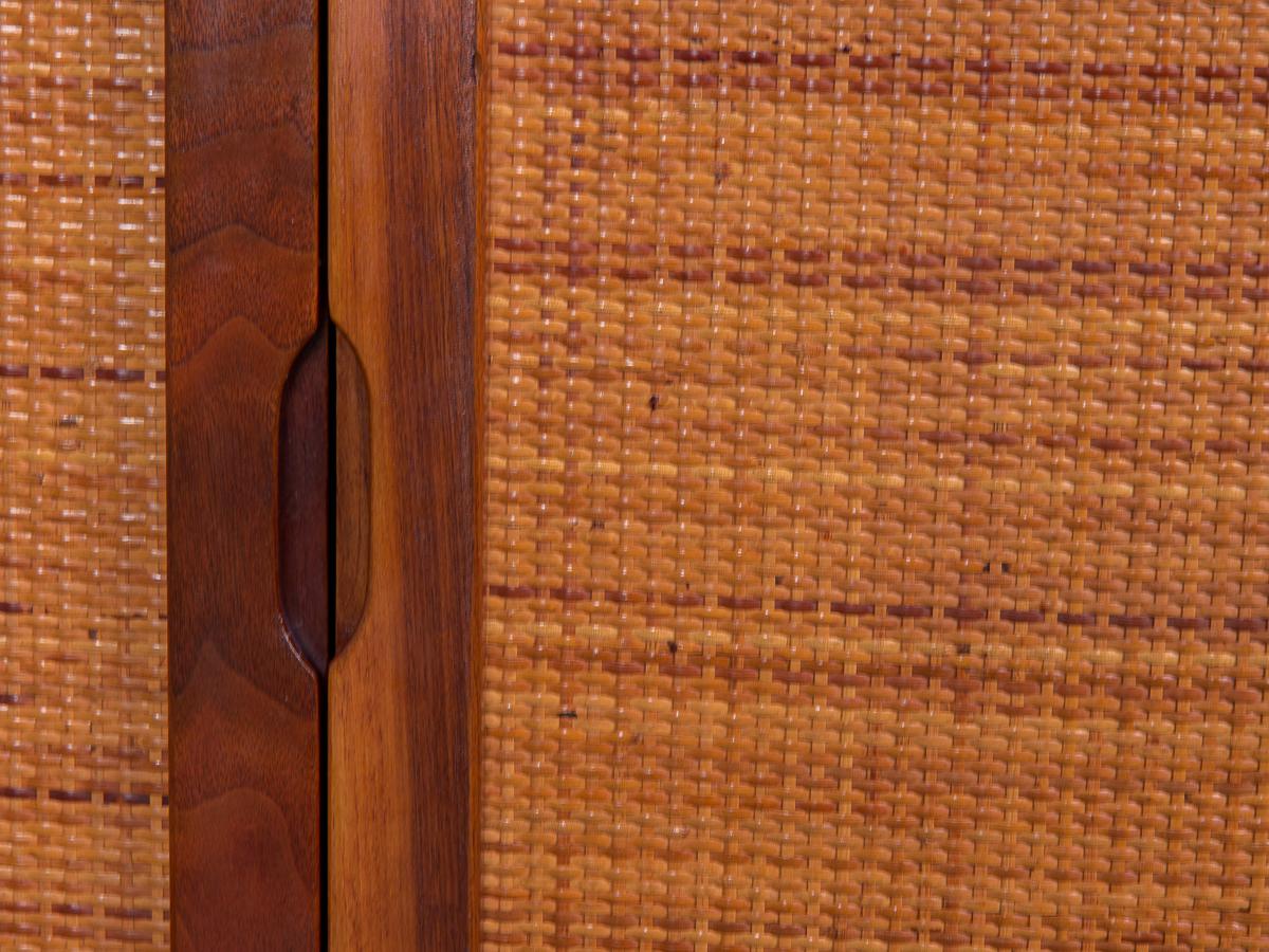 Mid-Century Modern Woven Cane Cabinet Credenza 1