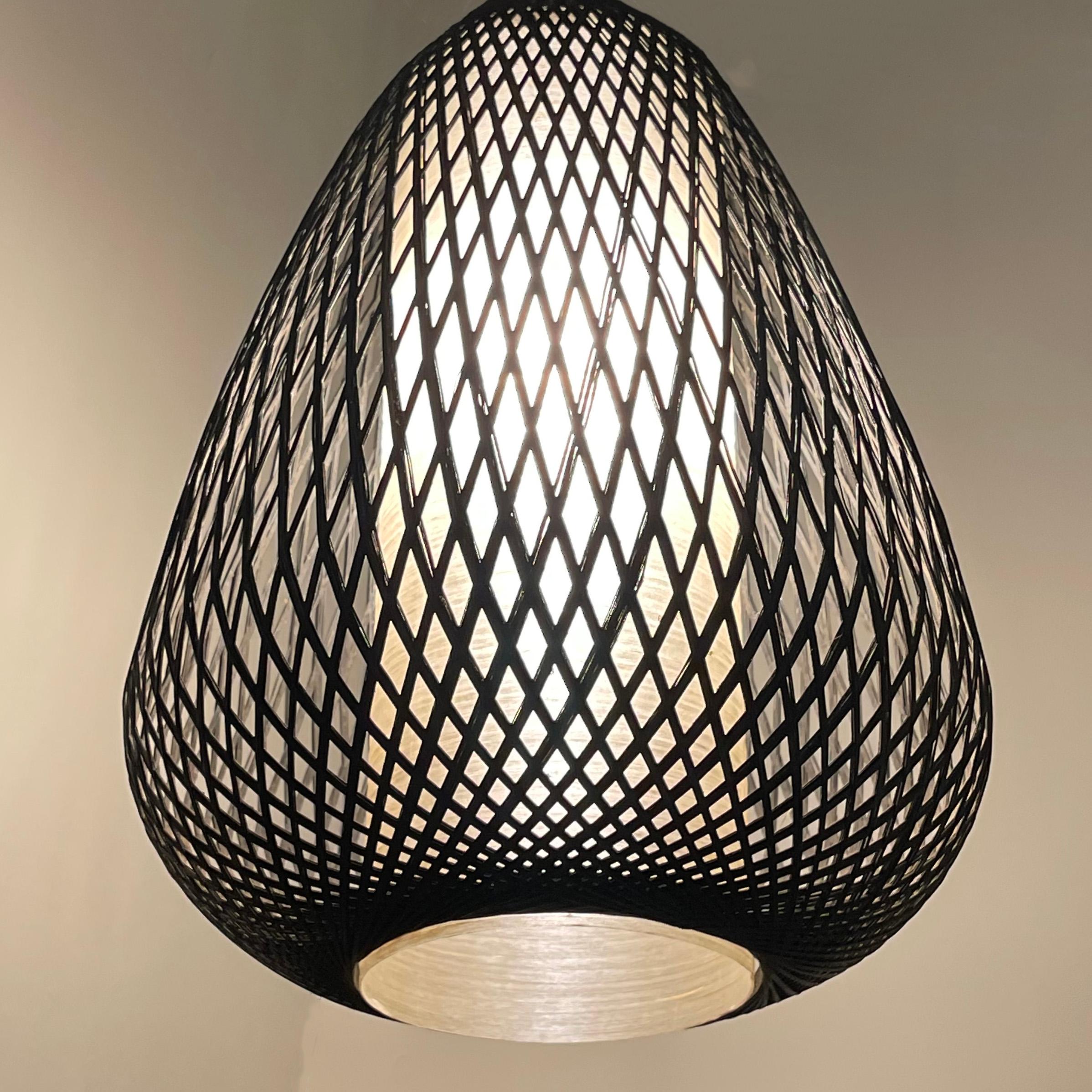 Mid-Century Modern Woven Pendant Light In Good Condition For Sale In Brooklyn, NY