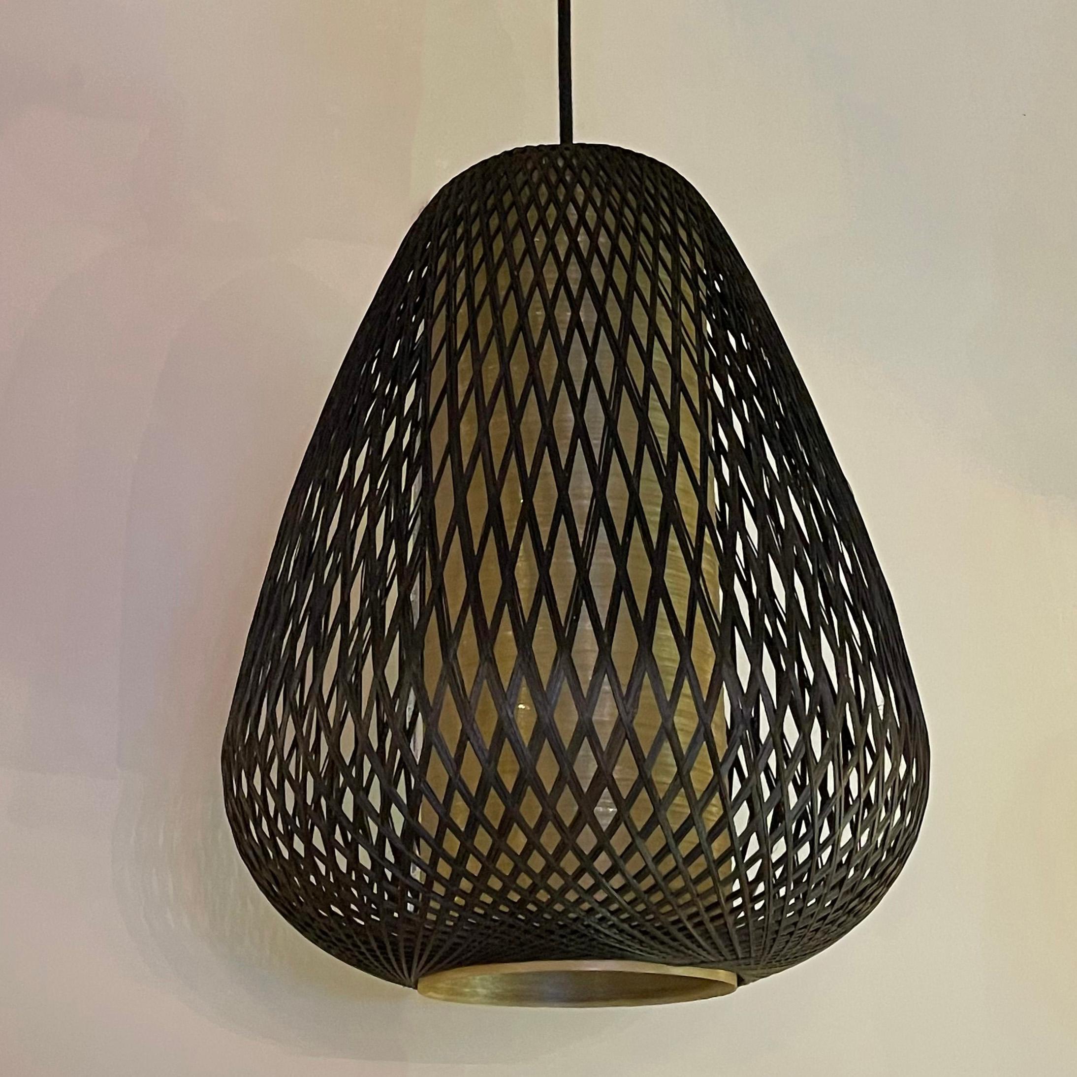 Metal Mid-Century Modern Woven Pendant Light For Sale