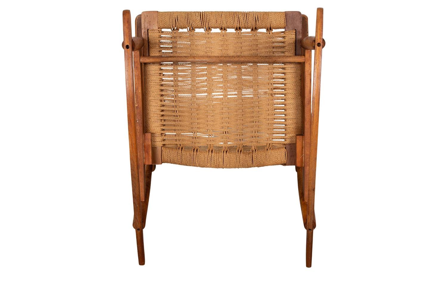 Sedia a dondolo intrecciata moderna di metà secolo nello stile di Hans Wegner in vendita 2