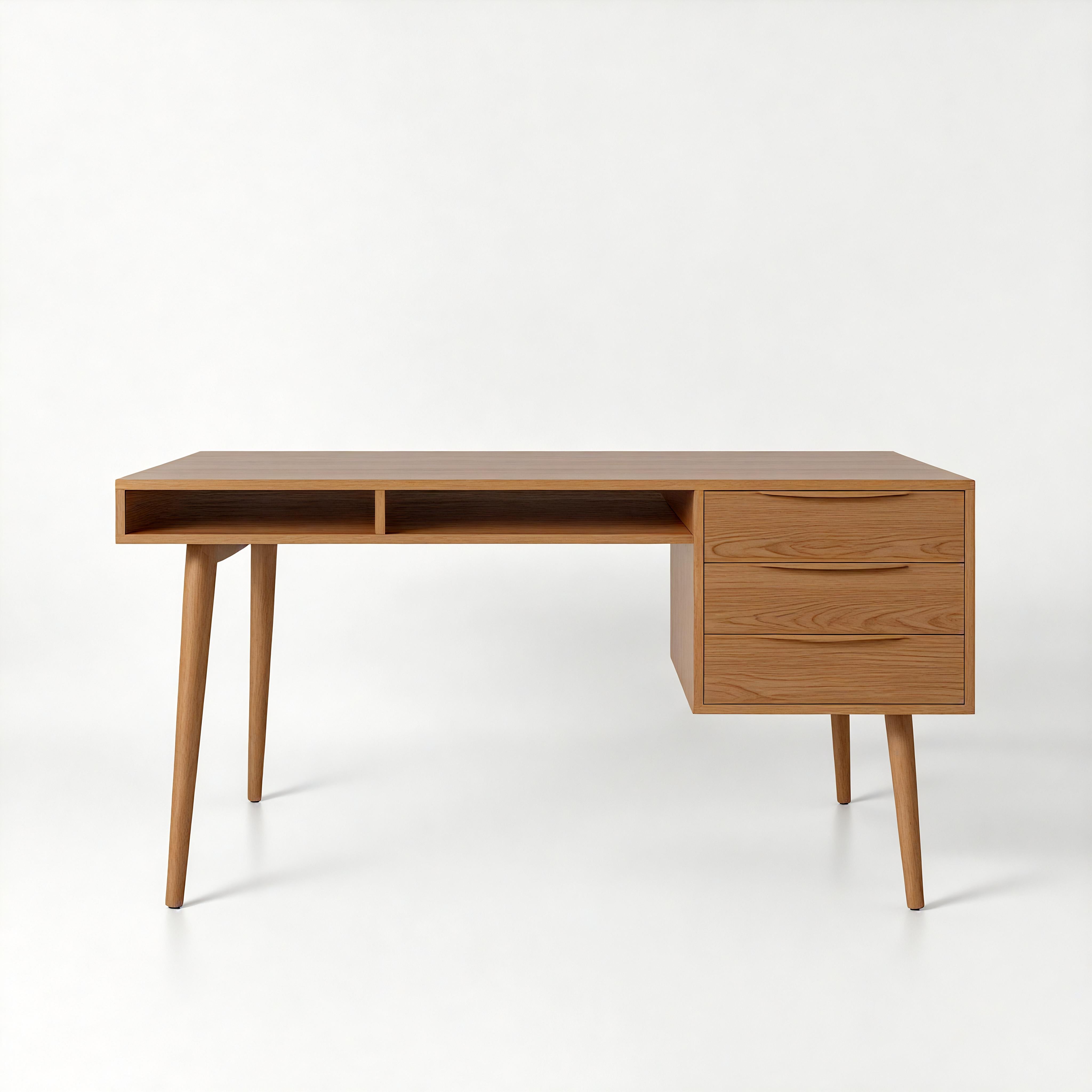 Legno Scrivania moderna di metà secolo con scomparto aperto di Artisanal in vendita