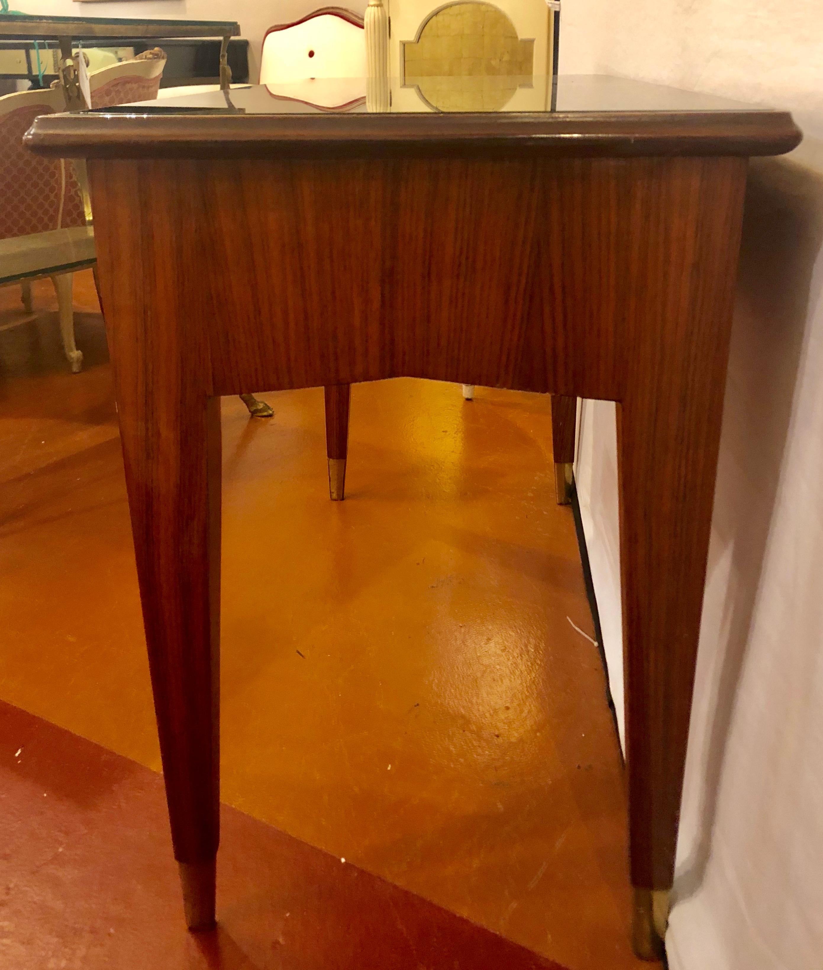Mid-Century Modern Writing Table or Vanity in Rosewood with Green Glass Top 5