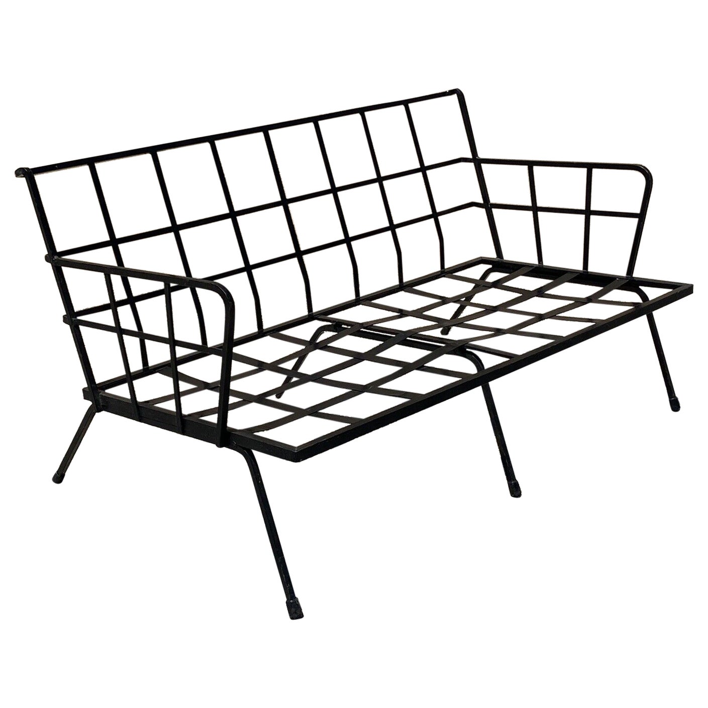Modernes schmiedeeisernes Sofa im Stil von Arthur Umanoff Adrian Pearsall aus der Mitte des Jahrhunderts im Angebot