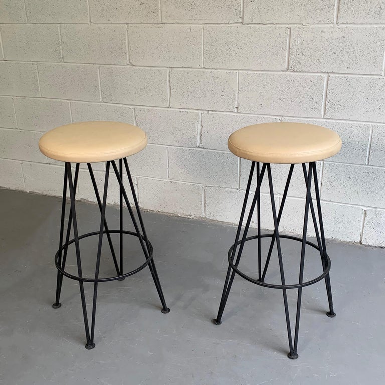 MidCentury Modern Wrought Iron Bar Stools at 1stDibs