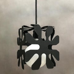 Mid-Century Modern Wrought Iron Cubed Flower Pendant Light