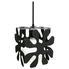 Retro Mid-Century Modern Wrought Iron Cubed Flower Pendant Light