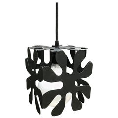 Vintage Mid-Century Modern Wrought Iron Cubed Flower Pendant Light