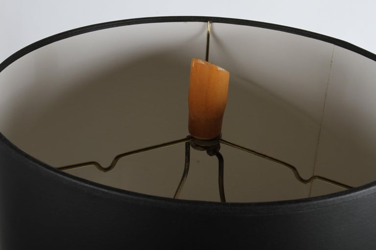 Mid-Century Modern Wrought Iron Fish From, Bamboo Table Lamp on Biomorphic Base For Sale 11