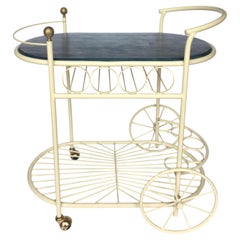 Mid-Century Modern Mixed Metal and Brass Rolling Bar Cart Trolley