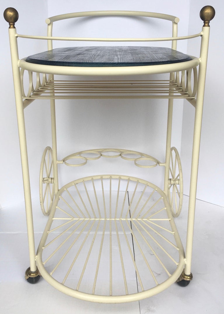 MidCentury Modern Mixed Metal and Brass Rolling Bar Cart Trolley For
