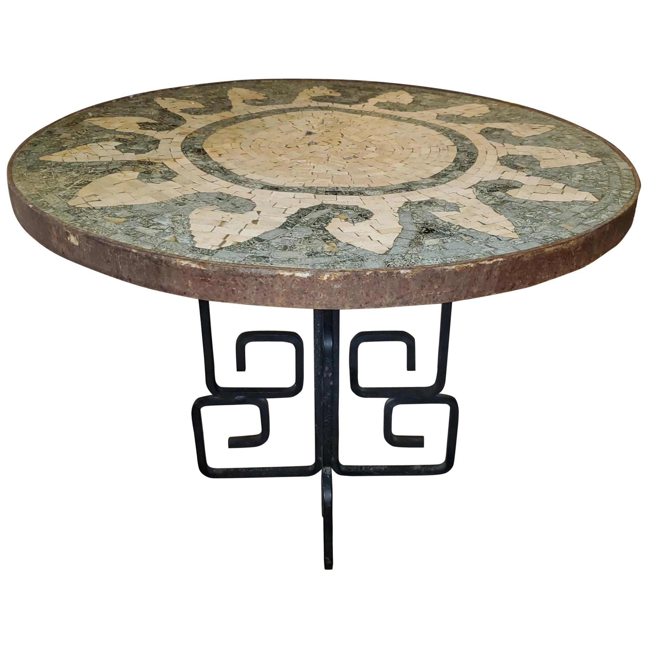 MidCentury Modern wrought iron Mosaic top Side Table at 1stDibs