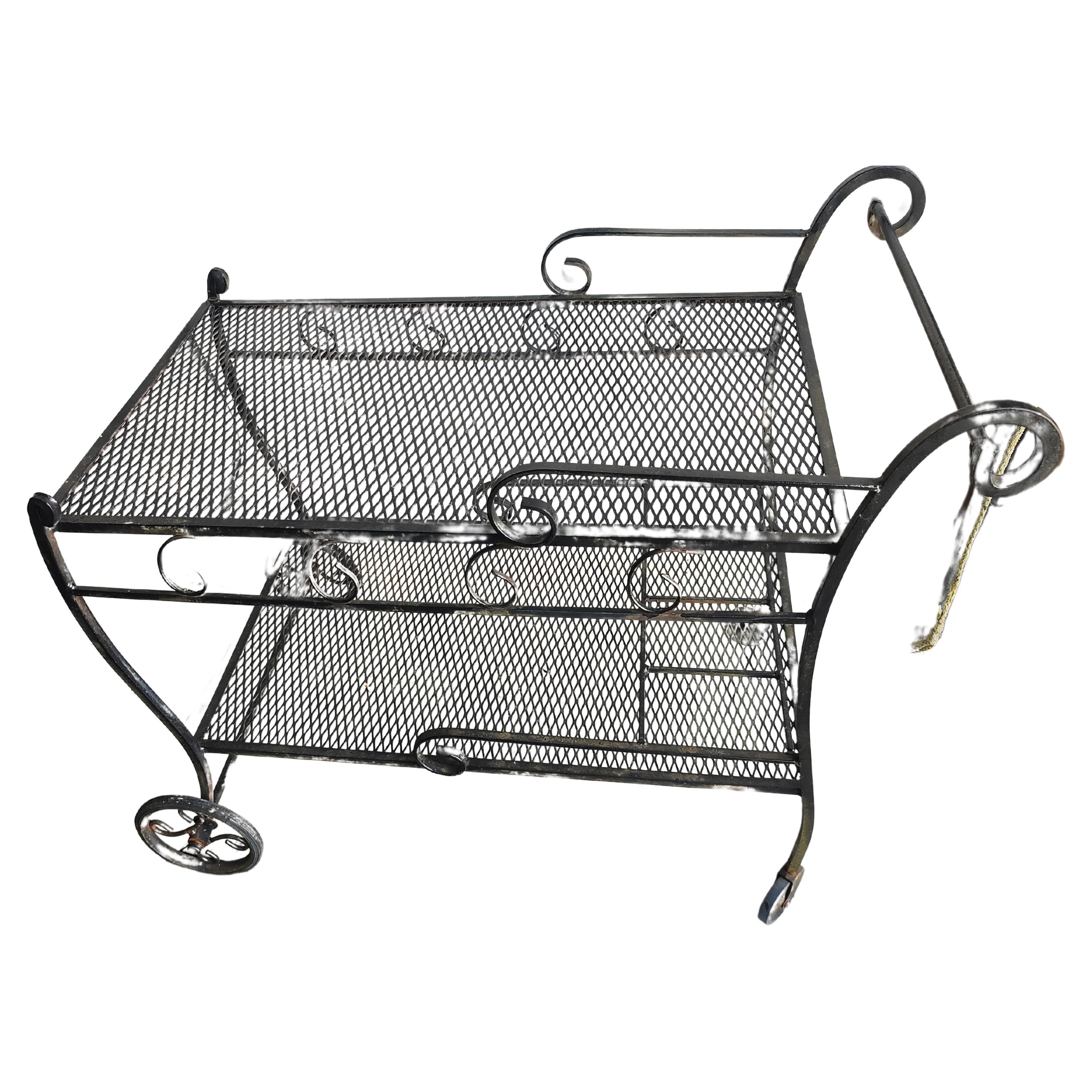 vintage wrought iron bar cart