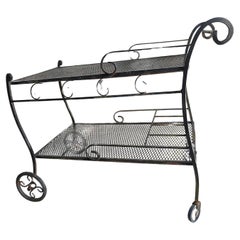 Carrello da bar per esterni in ferro battuto del Mid Century Modern con supporto per bottiglie di liquore