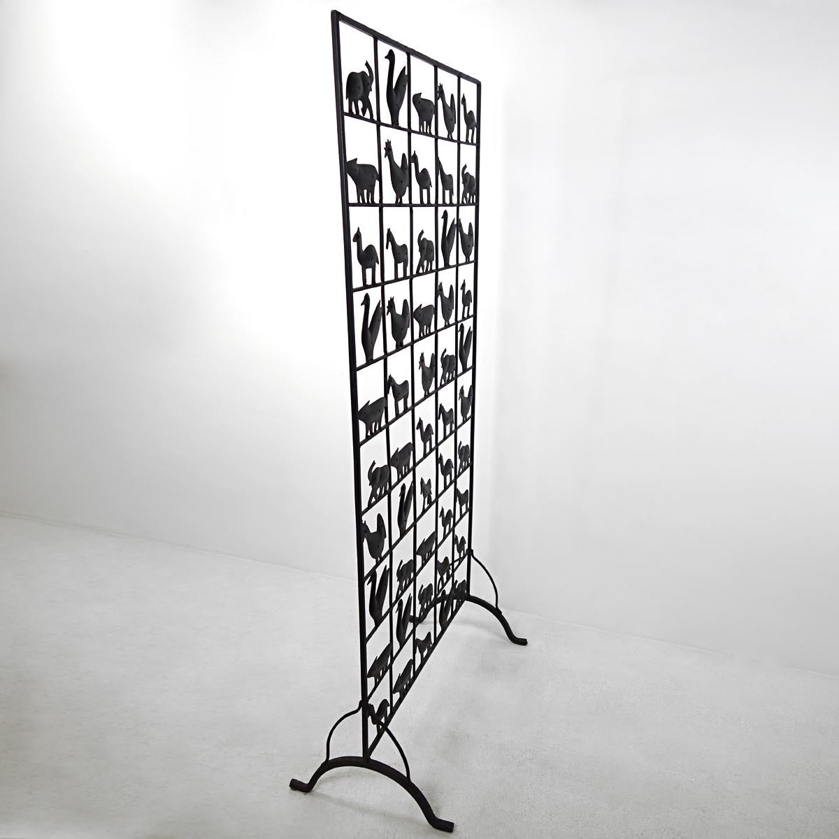 French Mid-Century Modern Wrought Iron Screen or Room Divider by Atelier de Marolles