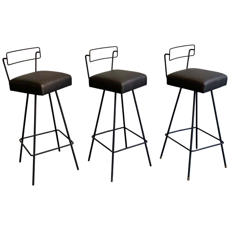 Mid-Century Modern Wrought Iron Tony Paul Style Swivel Bar Stools For ...