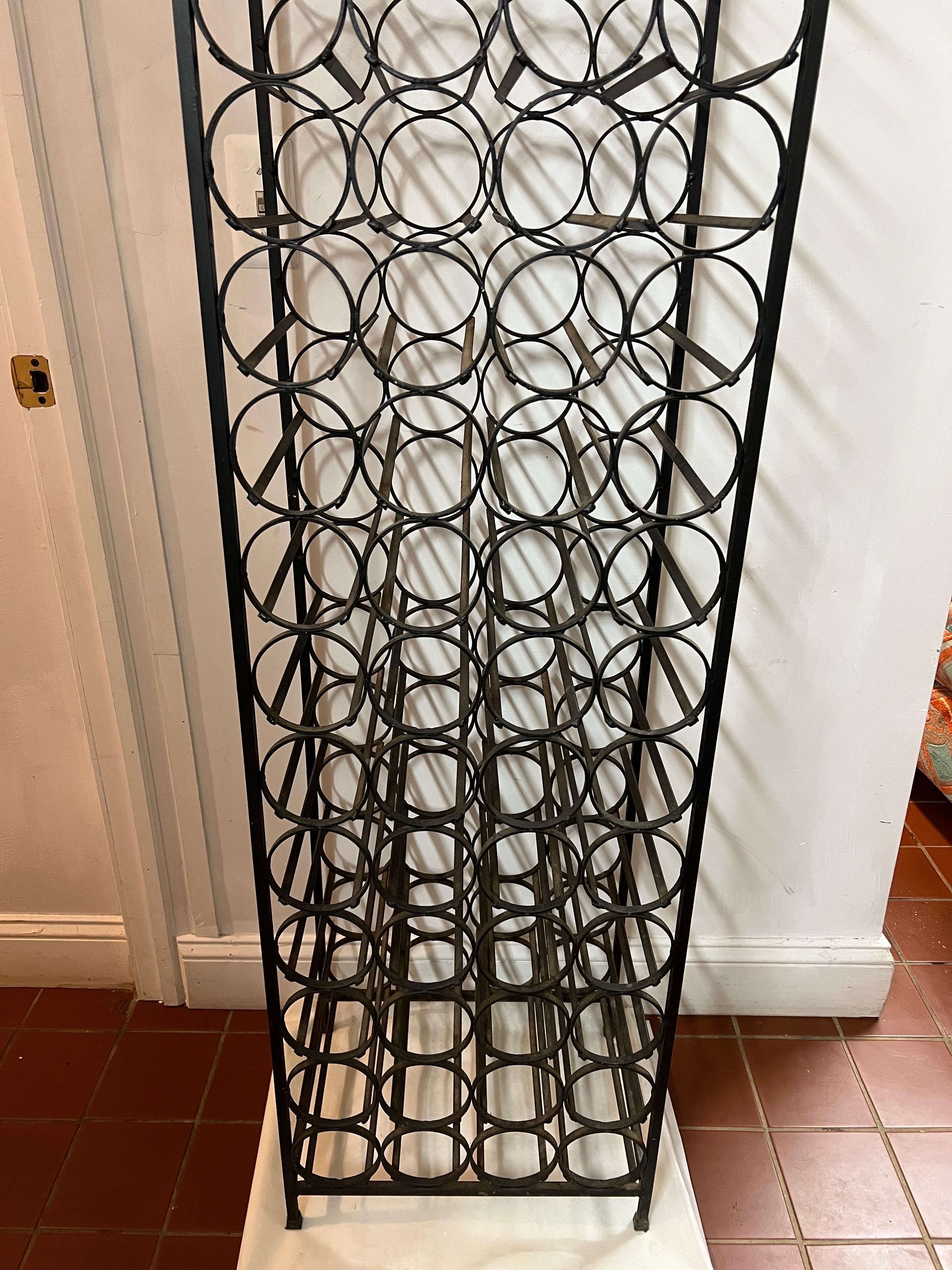 Mid Century Modern Wrought Iron Wine Rack by Arthur Umanoff  In Good Condition For Sale In Redding, CT