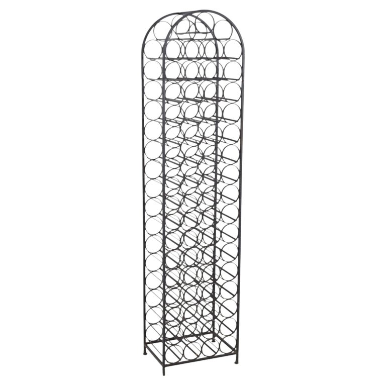 Mid Century Modern Wrought Iron Wine Rack by Arthur Umanoff For Sale at