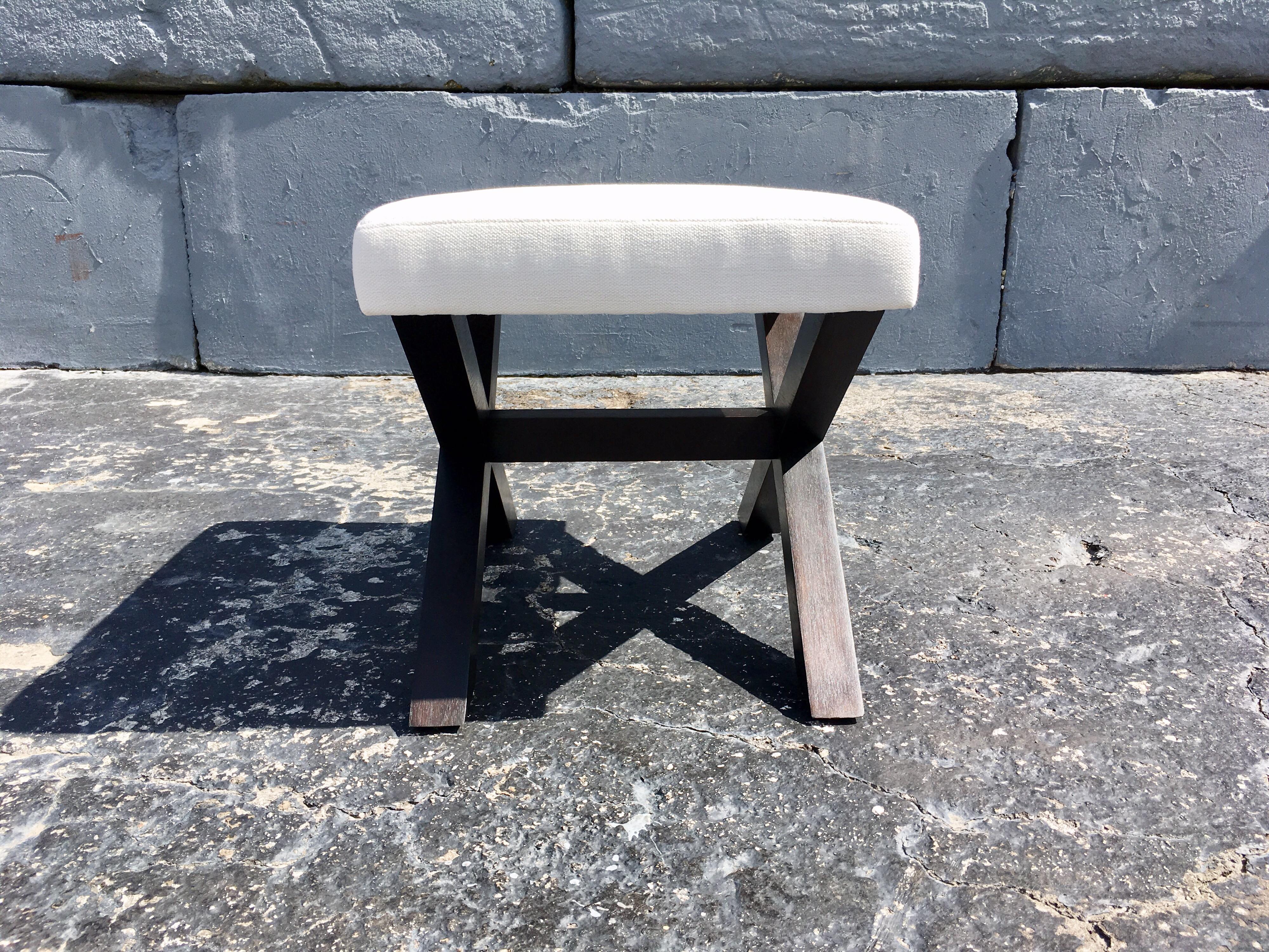 Mid-Century Modern X Base Stools Ottomans For Sale 4
