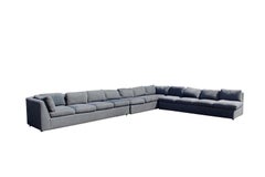 Mid-Century Modern X-Large Charcoal Grey 5pc Sectional & 2 Ottomans by Forecast