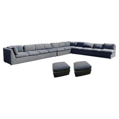 Mid-Century Modern X-Large Charcoal Grey 5pc Sectional & 2 Ottomans by Forecast